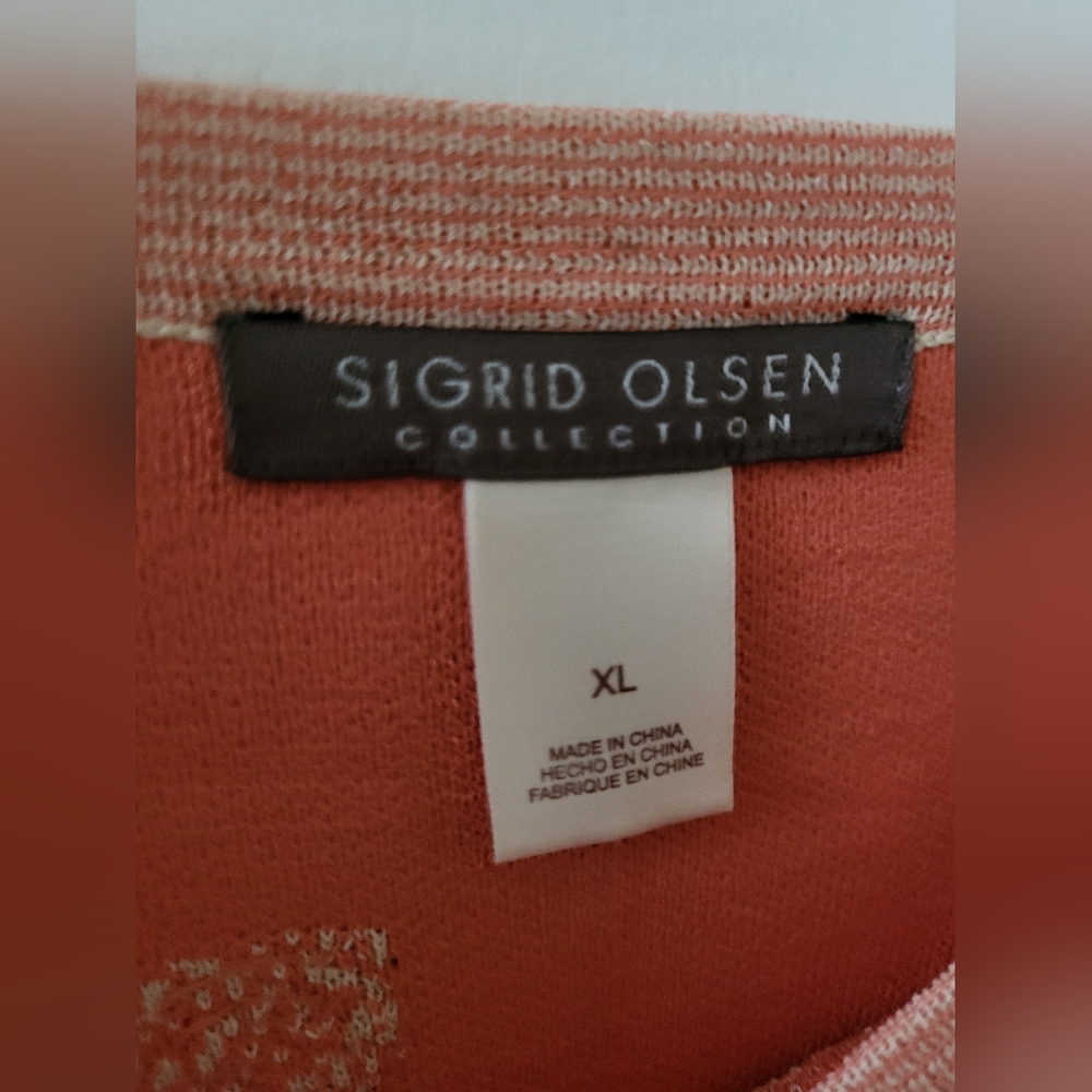 NWT Sigrid Olsen Pink/Vanilla "Desert Bloom" Long Sleeve Sweater Sz XL - Picture 6 of 7